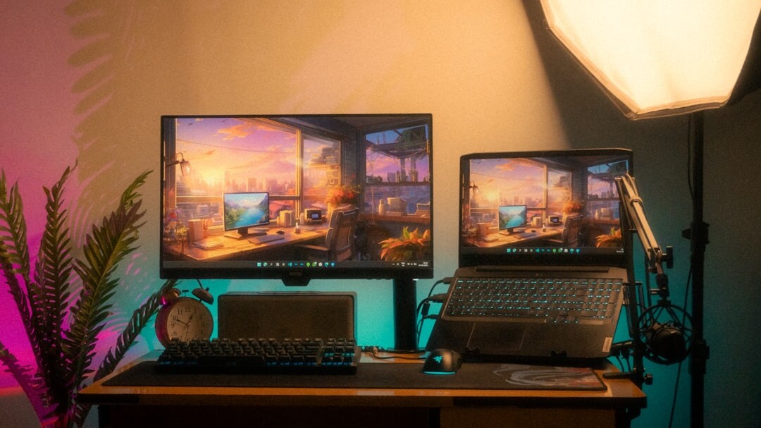 Portable light video switcher and streaming equipment on a desk
